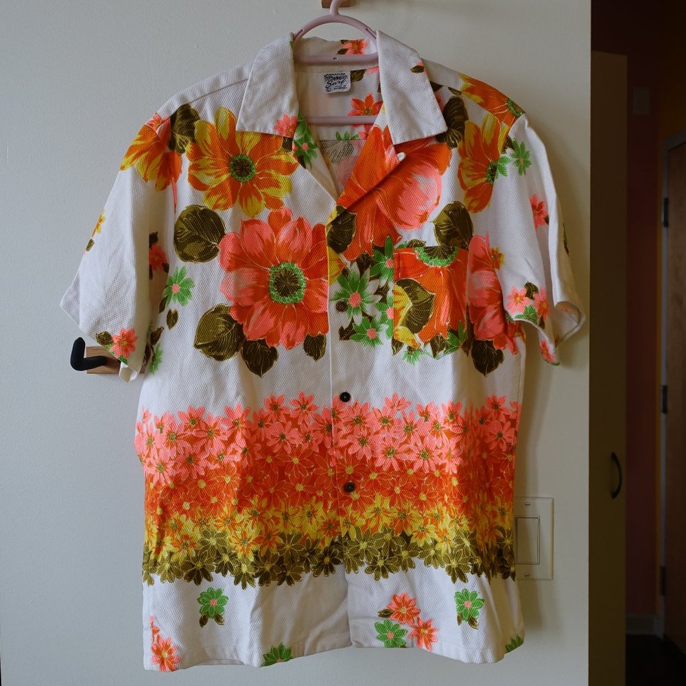 Mens Womens Unisex Vintage Hawaiian Surf floral shirt top Large L